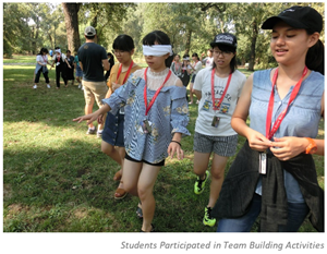 Okinawa Global Leadership Program students participate in a team building activity.