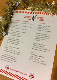 Lyrics for the holiday sing along