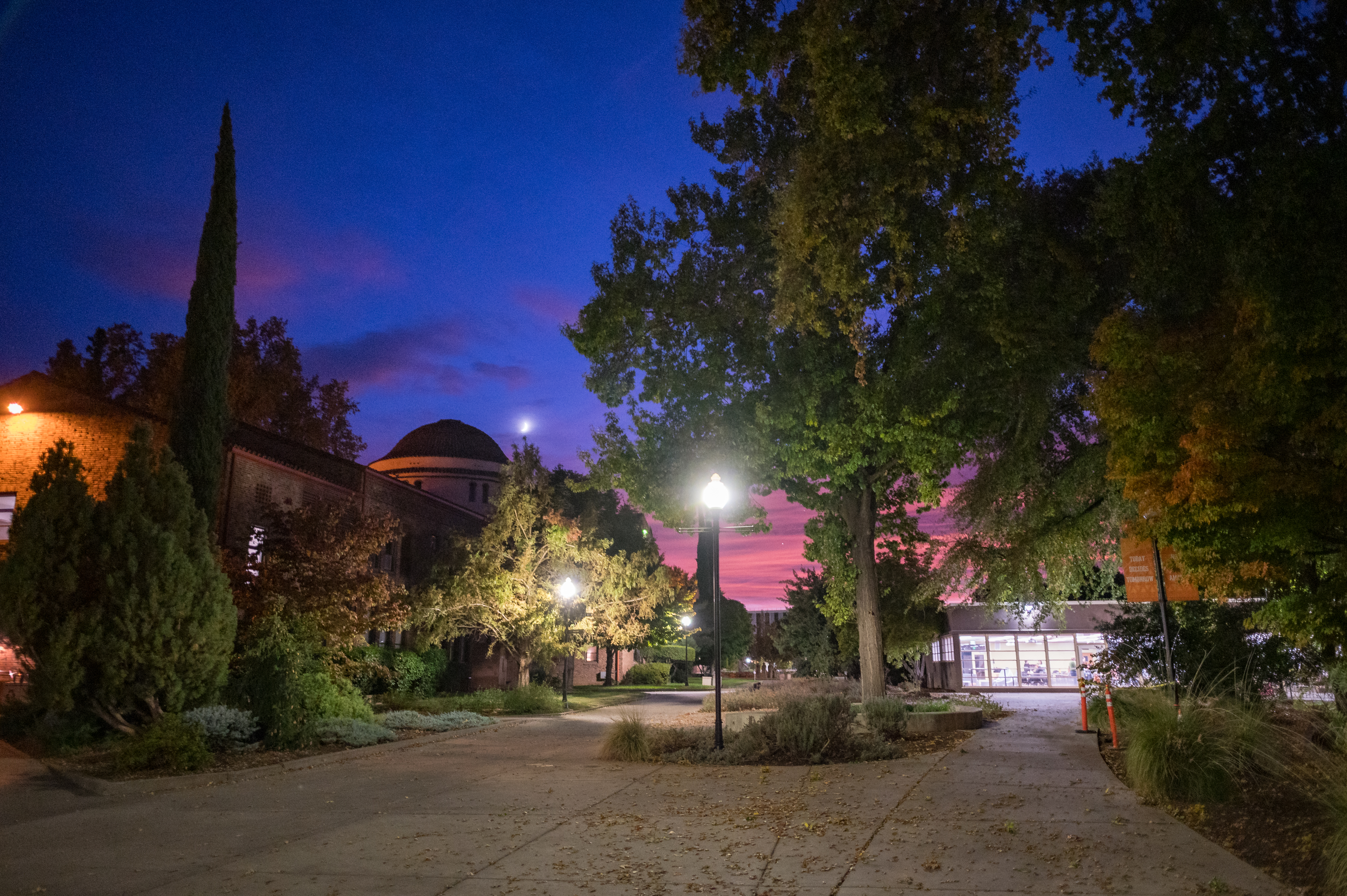 California State University Chico Campus at night