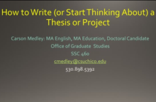 How to Write (or Start Thinking About) a Thesis or Project