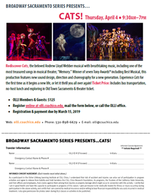 Broadway Sacramento Bus Trip to Cats Sign Up Form