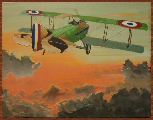 Painting of vintage airplane by Jack Lee