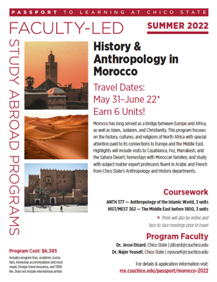 Information Flyer for Morocco '22 Study Abroad Trip