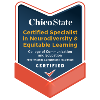 Image of digital badge for Certified Specialist in Neurodiversity and Equitable Learning 