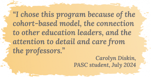 Quote from Carolyn Diskin, PASC Alum