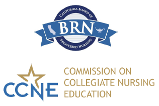 Logos of the Commission on Collegiate Nursing Education and the California Board of Registered Nursing