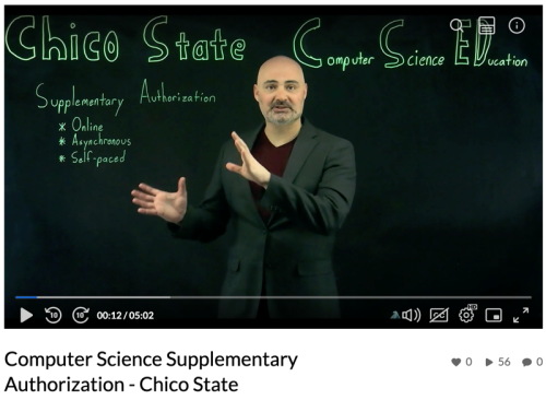 Image from info video about the Computer Science Supplementary Authorization Program.