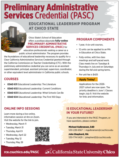 Image of PASC Program information flyer. Click to download or view a full-size pdf.